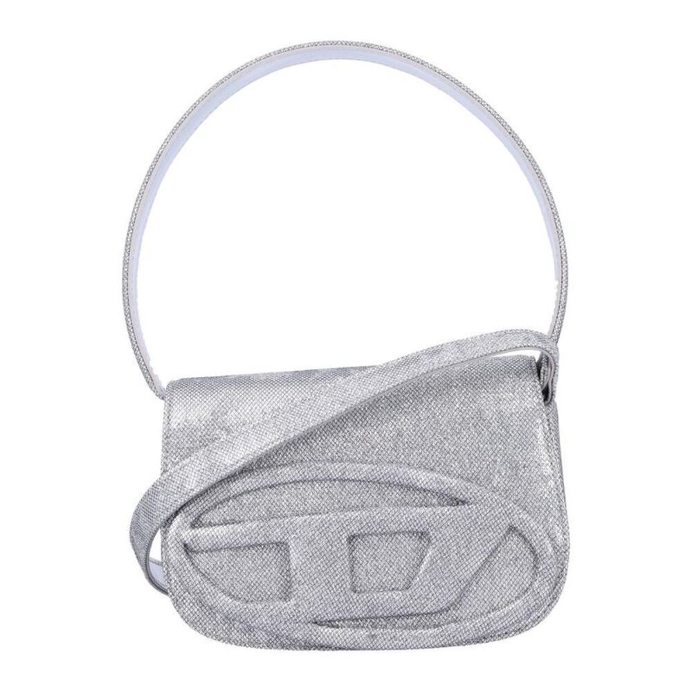 DIESEL Statement Flap Shoulder Bag Women SILVER Handbags